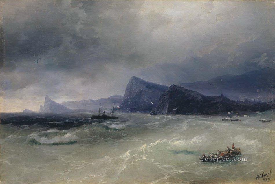 海の岩 1889 ロマンチックなイワン・アイヴァゾフスキー ロシア油絵